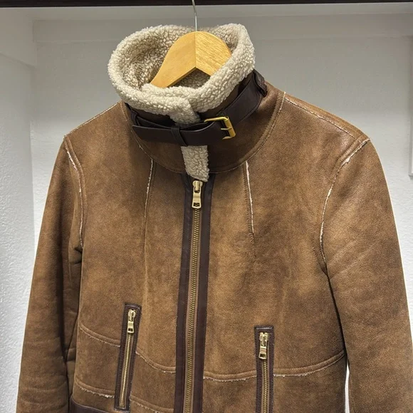 Armani exchange women’s brown shearling Jacket size small - Picture 5 of 9